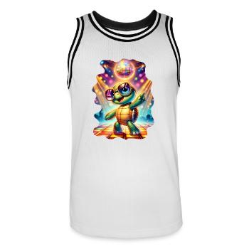 Party Turtle - Men's Basketball Jersey - white/black - Front - AI Model Male 185 dark (185cm)