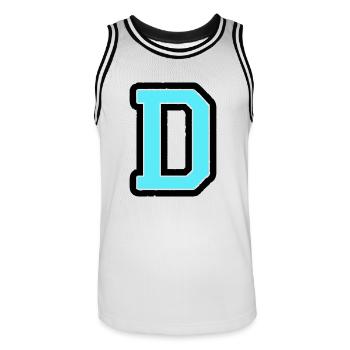 D letter - Men's Basketball Jersey - white/black - Front - AI Model Male 185 dark (185cm)