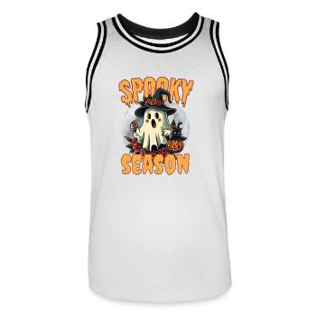 Gruselige Jahreszeit Kawaii Halloween Boo Geist - Männer Basketball-Trikot - Weiß/Schwarz - Vorne - AI Model Male 185 dark (185cm)