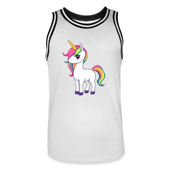 Rainbow Unicorn Fantasy Illustration - Men's Basketball Jersey - white/black - Front - AI Model Male 185 dark (185cm)