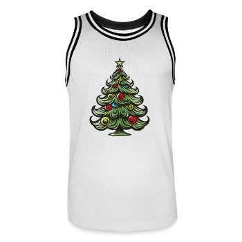 Arbre de Noël - Maillot de basket Homme - blanc/noir - Devant - AI Model Male 185 dark (185cm)
