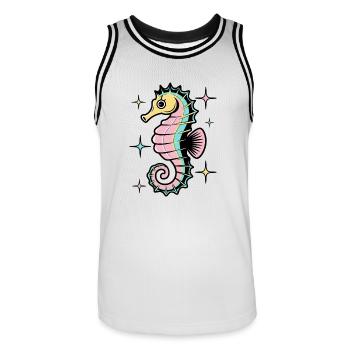 Marine Beauty - Men's Basketball Jersey - white/black - Front - AI Model Male 185 dark (185cm)