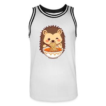 Un hérisson sucré aime la soupe de nouilles - Maillot de basket Homme - blanc/noir - Devant - AI Model Male 185 dark (185cm)