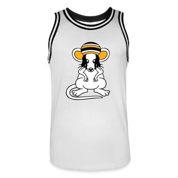 Mouse Raggae Jamaica Hat Rasta Lure Chill Hat - Men's Basketball Jersey - white/black - Front - AI Model Male 185 dark (185cm)