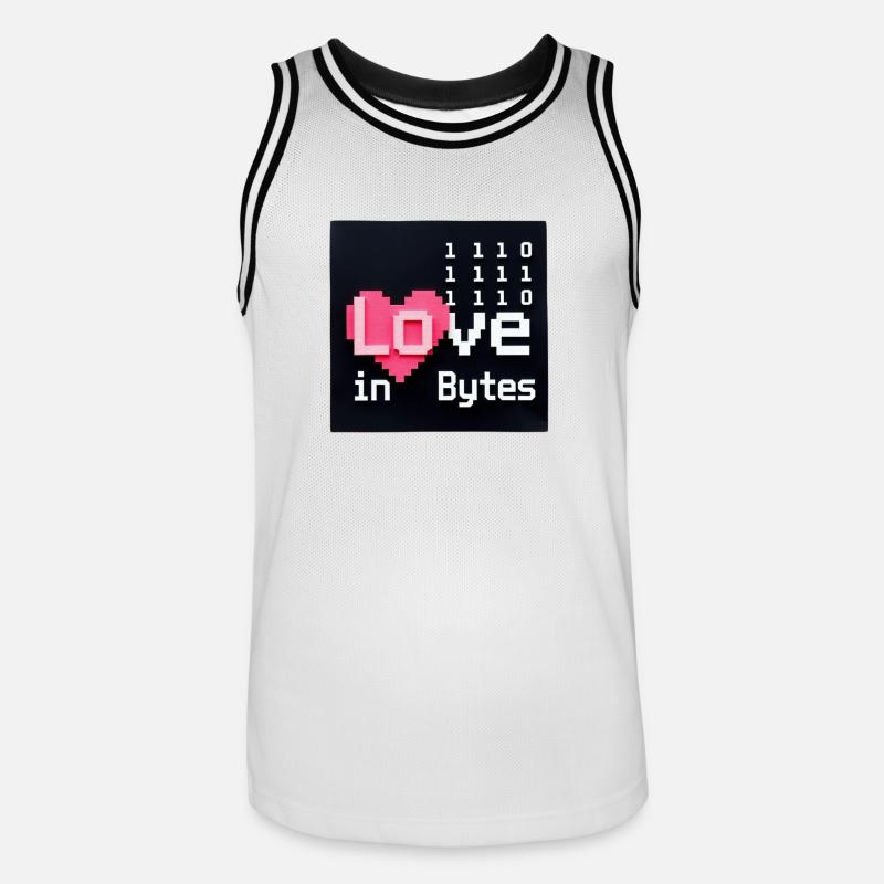 Liebe in Bytes Pixel Art - Männer Basketball-Trikot - Weiß/Schwarz