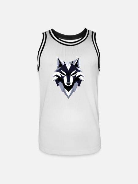 Wolf Low Poly Logo Design - Men's Basketball Jersey - white/black