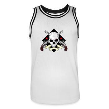 Skull mit Waffen - Männer Basketball-Trikot - Weiß/Schwarz - Vorne - AI Model Male 185 dark (185cm)