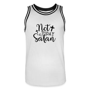 Not today, Satan - Men's Basketball Jersey - white/black - Front - AI Model Male 185 dark (185cm)