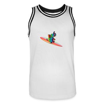 surfin elephant - Männer Basketball-Trikot - Weiß/Schwarz - Vorne - AI Model Male 185 dark (185cm)
