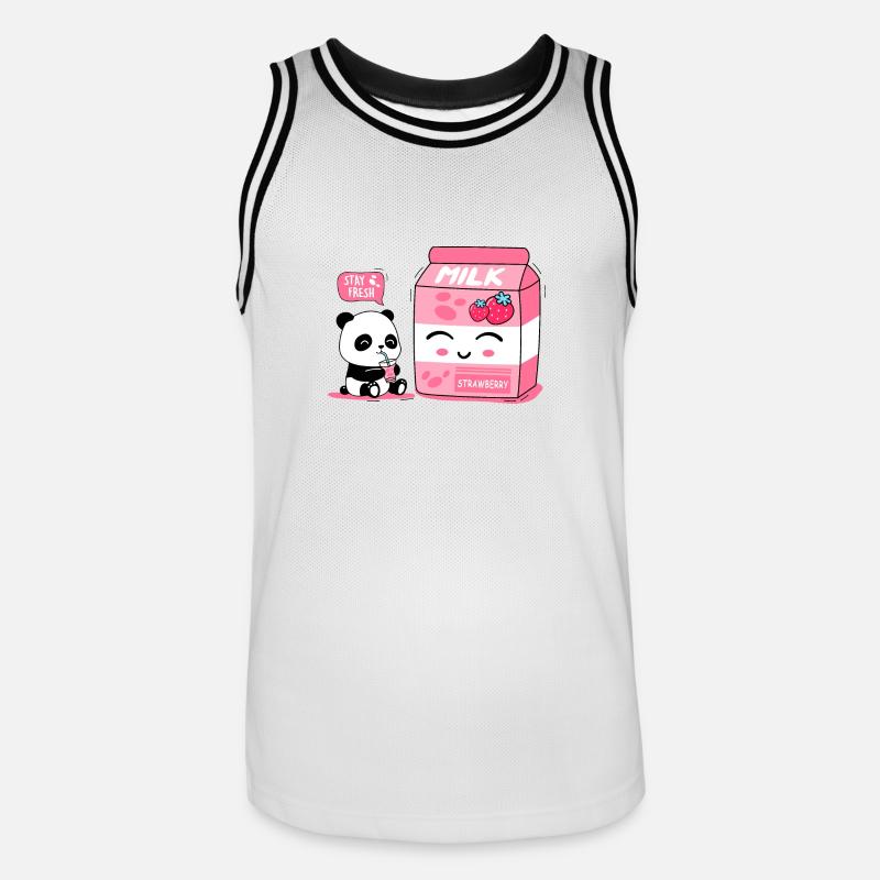 Panda und Milch - Männer Basketball-Trikot - Weiß/Schwarz