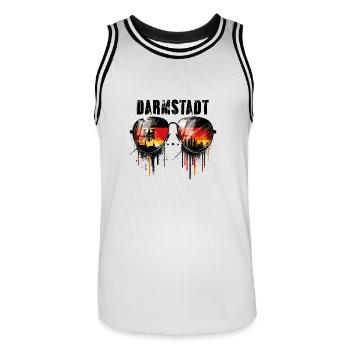 Darmstadt Sonnenbrillen Design mit Deutscher Flag - Männer Basketball-Trikot - Weiß/Schwarz - Vorne - AI Model Male 185 dark (185cm)
