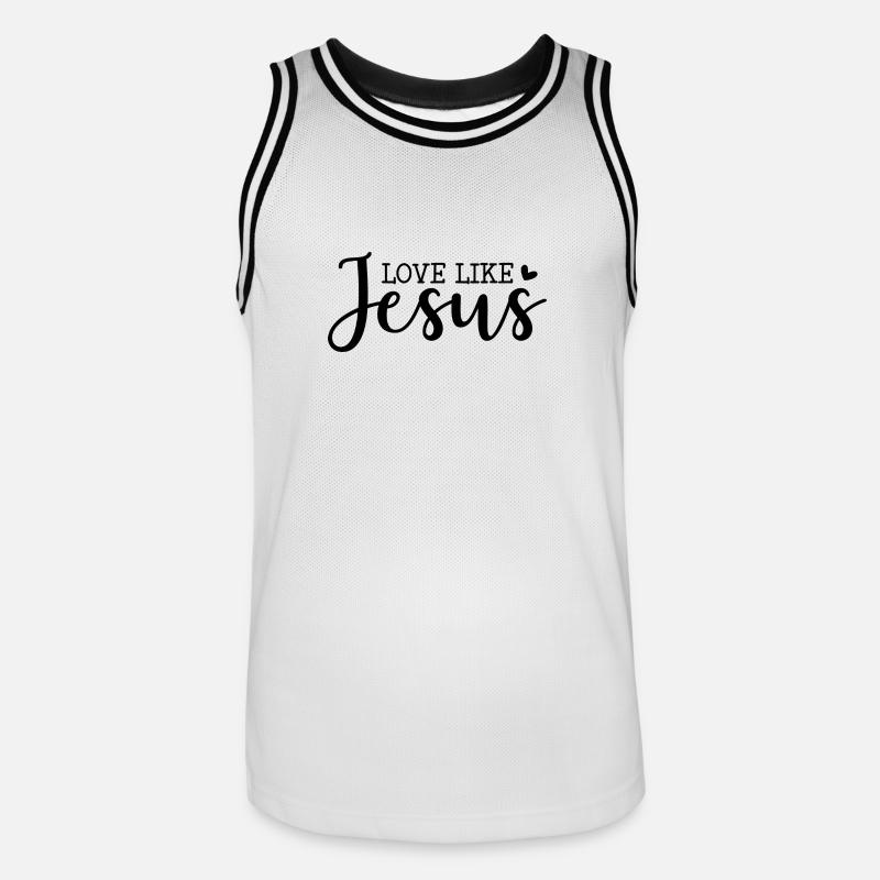 Aimer comme Jésus - Maillot de basket Homme - blanc/noir