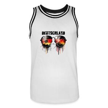 Deutschland Sonnenbrillen Design mit Fahne - Männer Basketball-Trikot - Weiß/Schwarz - Vorne - AI Model Male 185 dark (185cm)