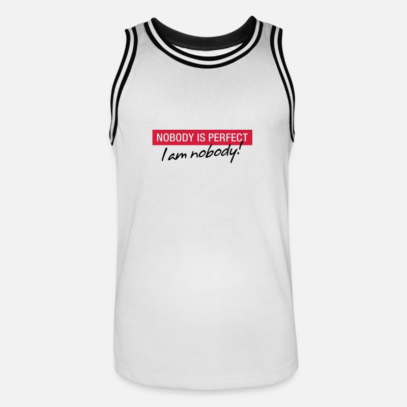 Ingen er perfekt. Jeg er ingen! - Basketballdrakt for menn - hvit/svart