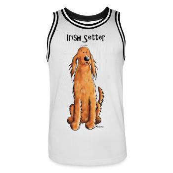 Happy Irish Setter - Männer Basketball-Trikot - Weiß/Schwarz - Vorne - AI Model Male 185 dark (185cm)