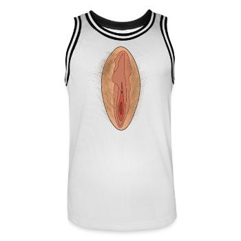 K-18 print - Men's Basketball Jersey - white/black - Front - AI Model Male 185 dark (185cm)