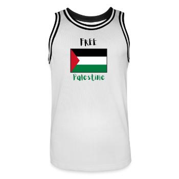 Free Palestine - Men's Basketball Jersey - white/black - Front - AI Model Male 185 dark (185cm)