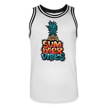 Summer Vibes Pineapple Design - Maillot de basket Homme - blanc/noir - Devant - AI Model Male 185 dark (185cm)