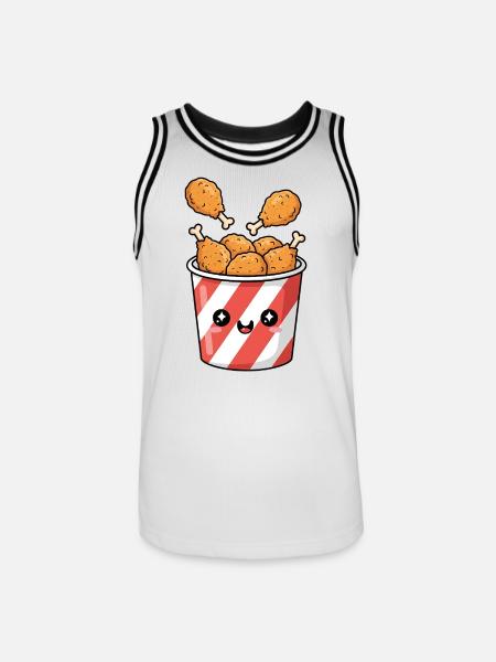 Kawaii-Brathähnchen-Eimer - Männer Basketball-Trikot - Weiß/Schwarz