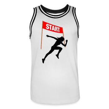 Départ des coureuses – Esprit de course - Maillot de basket Homme - blanc/noir - Devant - AI Model Male 185 dark (185cm)