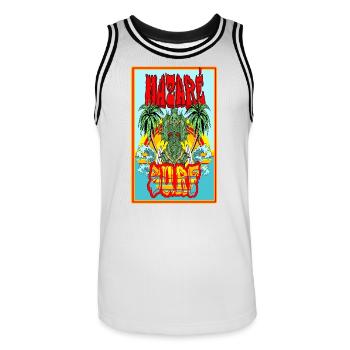 Affiche tropicale Nazare Surf - Maillot de basket Homme - blanc/noir - Devant - AI Model Male 185 dark (185cm)