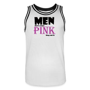 Pink Serif Logo Tee Art - Men's Basketball Jersey - white/black - Front - AI Model Male 185 dark (185cm)