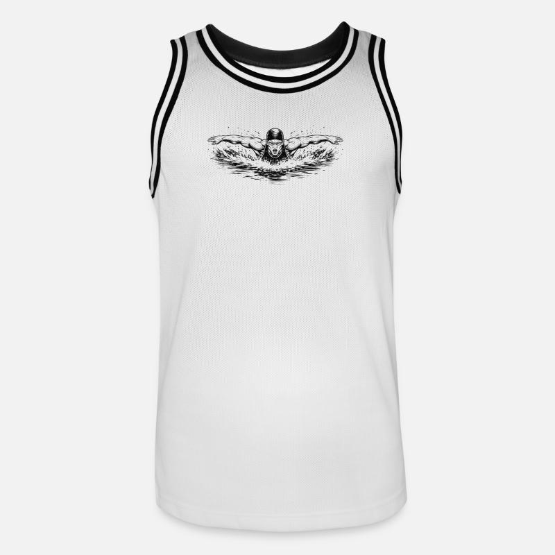 Float in powerful Comic Ink style - Men's Basketball Jersey - white/black