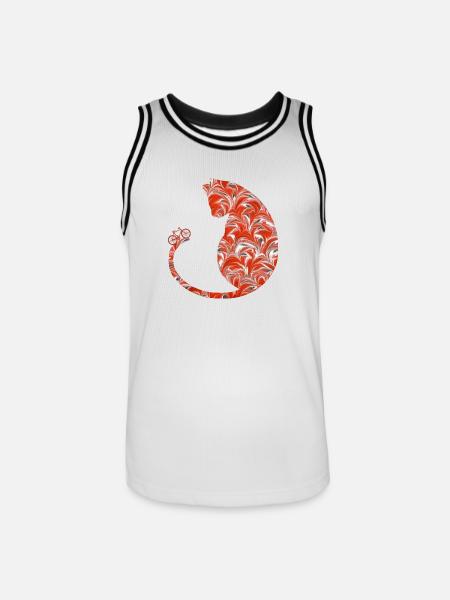 cat with bicycle e 231 - Men's Basketball Jersey - white/black