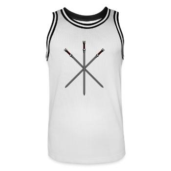 Gekreuzte Schwerter - Männer Basketball-Trikot - Weiß/Schwarz - Vorne - AI Model Male 185 dark (185cm)