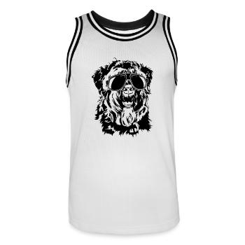 BOUVIER DES FLANDRES cool sunglasses Wilsigns - Men's Basketball Jersey - white/black - Front - AI Model Male 185 dark (185cm)