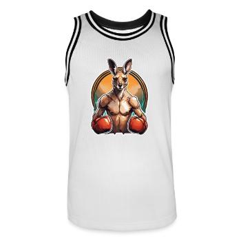Kangaroo / Animal / Australia / Marsupial / Outback - Men's Basketball Jersey - white/black - Front - AI Model Male 185 dark (185cm)