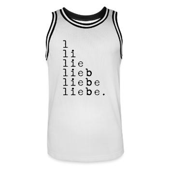 L LI LIE AMOUR AMOUR AMOUR. Noir de déclaration - Maillot de basket Homme - blanc/noir - Devant - AI Model Male 185 dark (185cm)