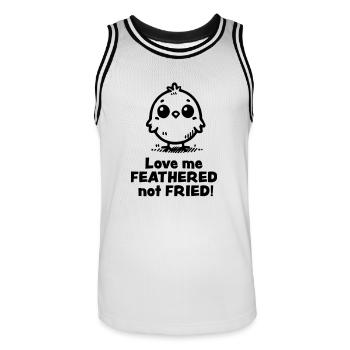 Feathered not Fried - Männer Basketball-Trikot - Weiß/Schwarz - Vorne - AI Model Male 185 dark (185cm)