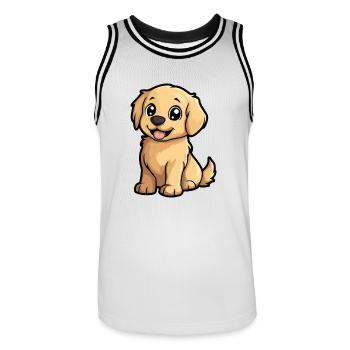 Golden Retriever Hund Comic Niedlich - Männer Basketball-Trikot - Weiß/Schwarz - Vorne - AI Model Male 185 dark (185cm)