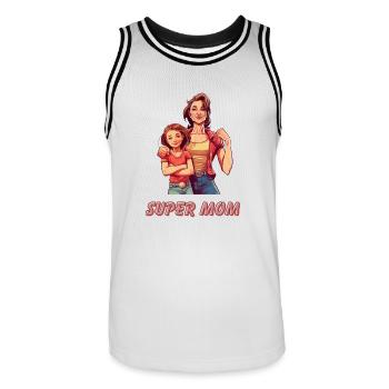 Super Mom - Männer Basketball-Trikot - Weiß/Schwarz - Vorne - AI Model Male 185 dark (185cm)