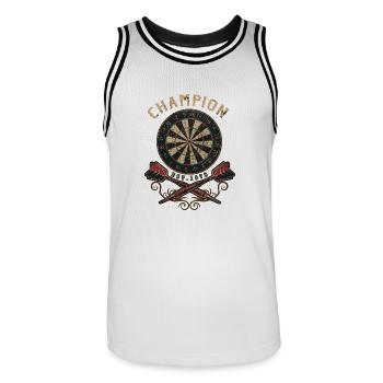 Dart Champion flat - Dart T-Shirts RAHMENLOS - - Männer Basketball-Trikot - Weiß/Schwarz - Vorne - AI Model Male 185 dark (185cm)