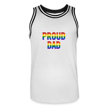 Drapeau papa fier - Maillot de basket Homme - blanc/noir - Devant - AI Model Male 185 dark (185cm)
