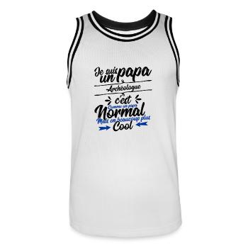 papa Archéologue cadeau - Maillot de basket Homme - blanc/noir - Devant - AI Model Male 185 dark (185cm)
