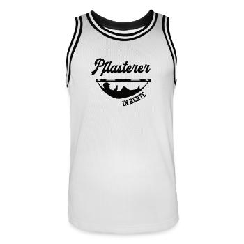 Pflasterer in Rente Rentenbeginn Pflasterei Chef - Männer Basketball-Trikot - Weiß/Schwarz - Vorne - AI Model Male 185 dark (185cm)