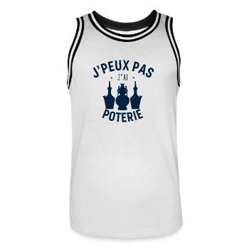 J'Peux pas j'ai Poterie - Maillot de basket Homme - blanc/noir - Devant - AI Model Male 185 dark (185cm)