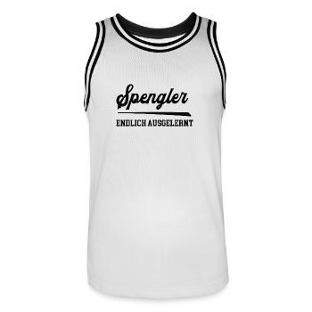 Spengler Ausbildung Bestanden Azubi Spenglerei - Männer Basketball-Trikot - Weiß/Schwarz - Vorne - AI Model Male 185 dark (185cm)