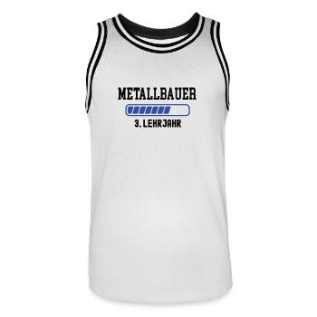 Ausbildung Metallbauer 3. Lehrjahr Metallbau Lehre - Männer Basketball-Trikot - Weiß/Schwarz - Vorne - AI Model Male 185 dark (185cm)