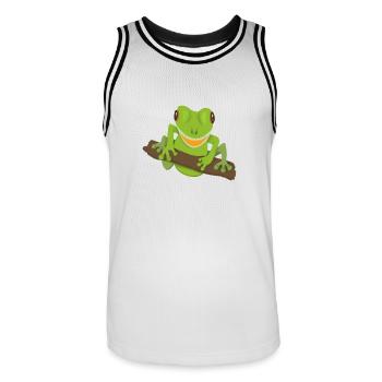 lachender Frosch - Männer Basketball-Trikot - Weiß/Schwarz - Vorne - AI Model Male 185 dark (185cm)