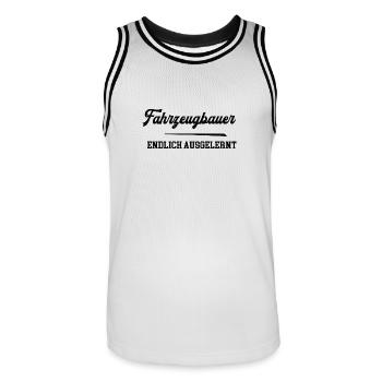 Fahrzeugbauer Ausbildung Bestanden Azubi Autobauer - Männer Basketball-Trikot - Weiß/Schwarz - Vorne - AI Model Male 185 dark (185cm)
