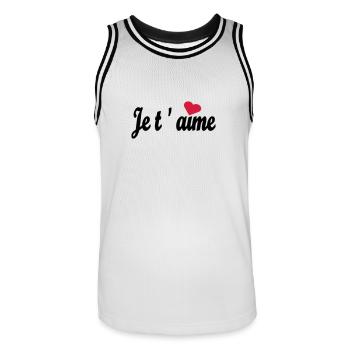 Je t 'aime - Men's Basketball Jersey - white/black - Front - AI Model Male 185 dark (185cm)