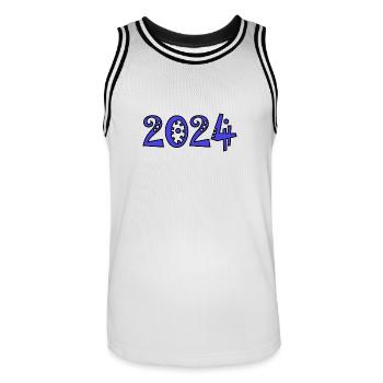 2024. NOËL. ANNEE. ANNIVERSAIRE. RETRAITE. PAPA - Maillot de basket Homme - blanc/noir - Devant - AI Model Male 185 dark (185cm)