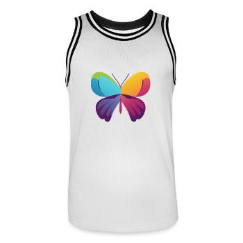 Butterfly - Men's Basketball Jersey - white/black - Front - AI Model Male 185 dark (185cm)