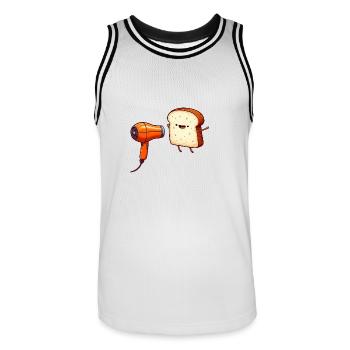 Toast mit Fön Toasten Cartoon - Männer Basketball-Trikot - Weiß/Schwarz - Vorne - AI Model Male 185 dark (185cm)
