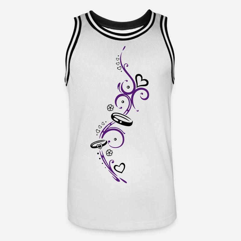 Eheringe, Hochzeit, Ehe, zwei Ringe - Männer Basketball-Trikot - Weiß/Schwarz