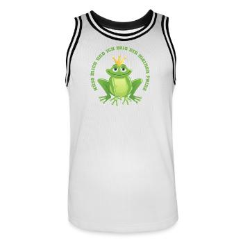 Küss mich Frosch und ich zeig dir den Prinz - Männer Basketball-Trikot - Weiß/Schwarz - Vorne - AI Model Male 185 dark (185cm)